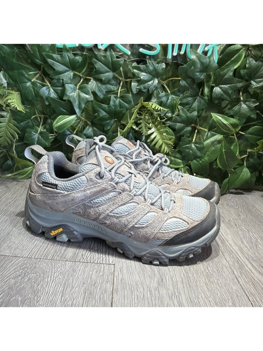 Merrell Moab 3 Waterproof Hiking Shoes Womens 10 Wide Grey Blue J036332WZ